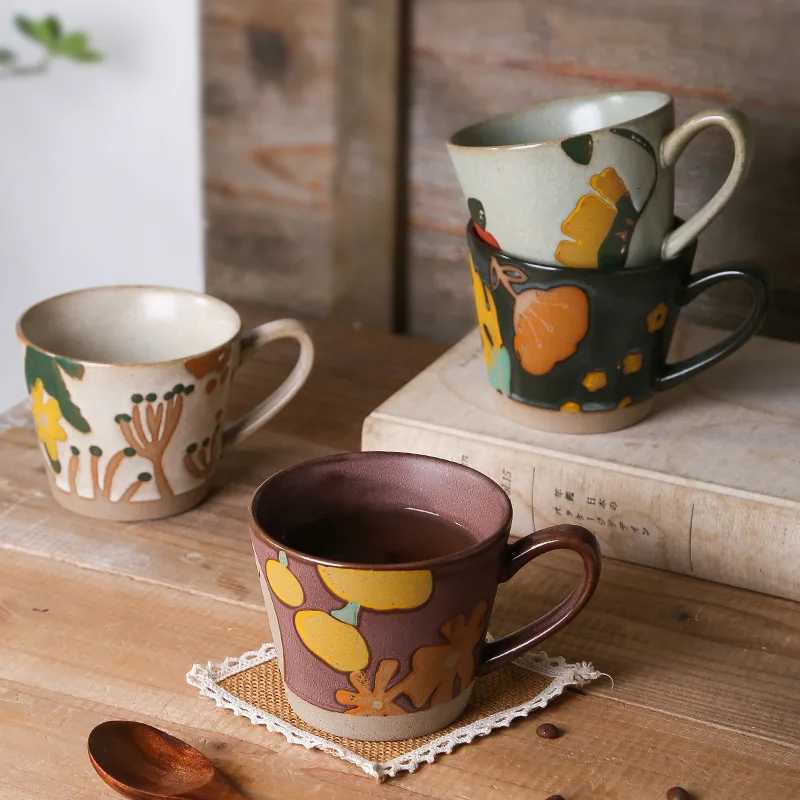 Retro Hand-painted g Rough Ceramic Rustic Style Floral Ceramic Personali Instagram Underglaze Color Water Cup H251209