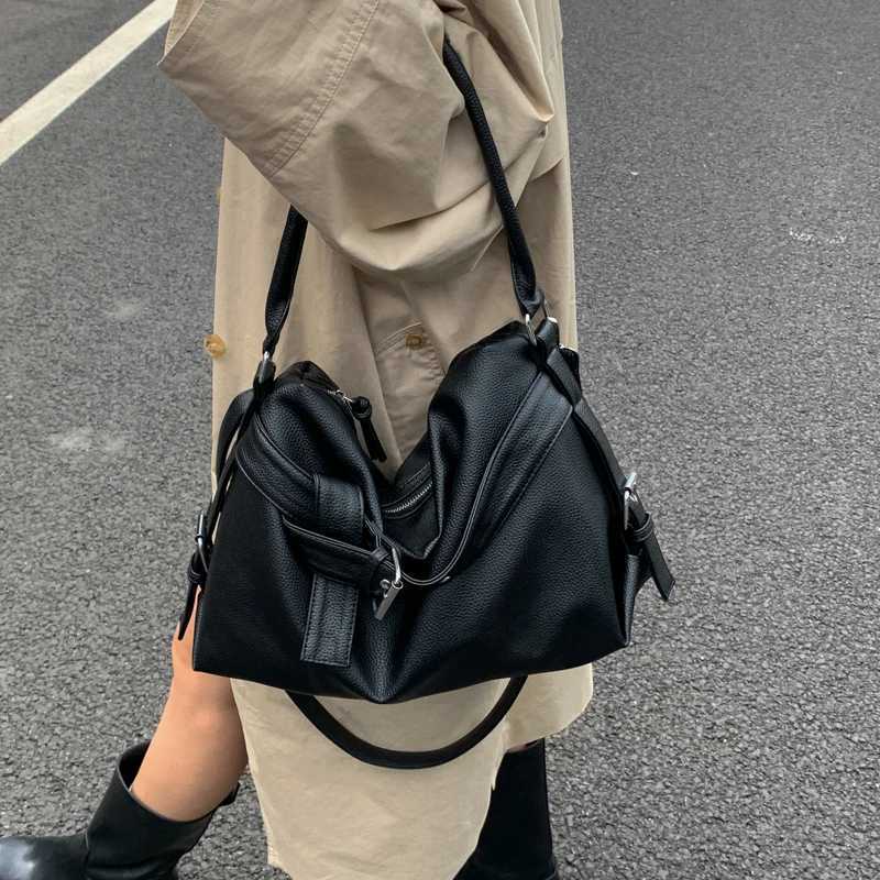 Medium-si Motorcycle Shoder Crossbody Bags For Wen 2025 New Lychee Pattern Soft Vegan Leather Big Capacity Shopper Totes Y251209