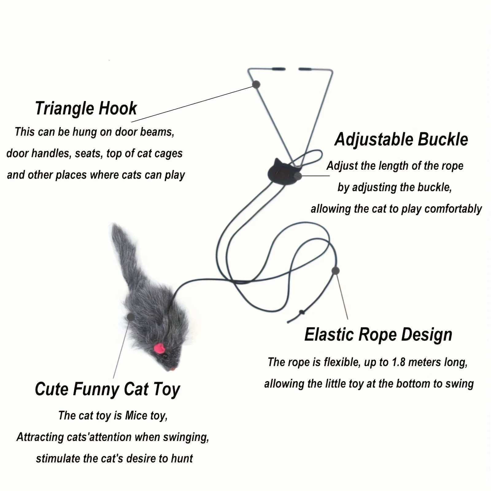 2 PCS Adjustable Hanging Cat Toy Interactive Mouse Toys Hanging Door Retractable Plaything Funny Kitten Scratch Rope Mouse Toy M251209