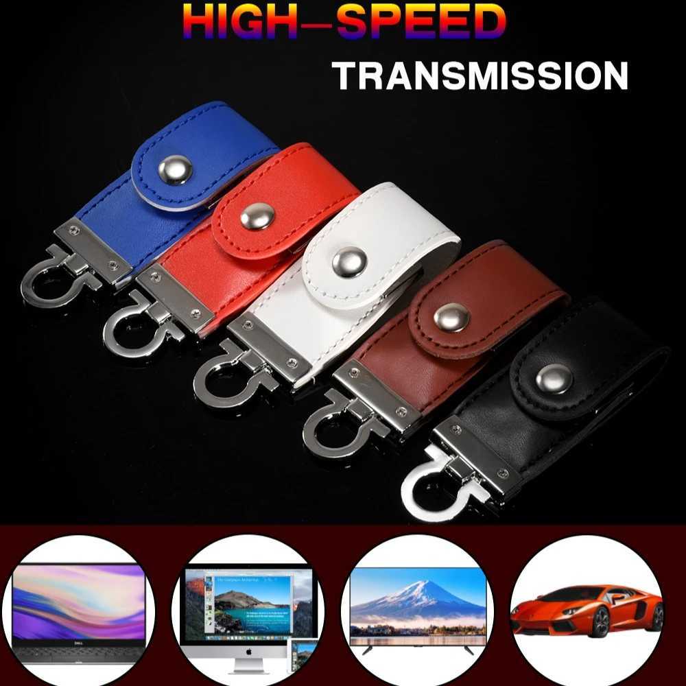 Keychain Leather USB 30 Flash Drive 128GB 32GB 64GB High Speed Metal Memory Stick Pen Drives 16GB Red Pendrive 8GB USB 30 Disk C251209
