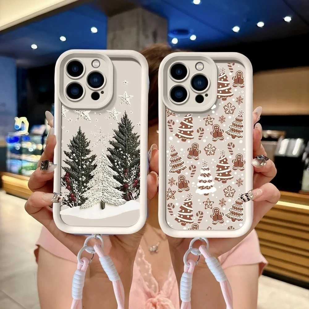 Ins Cartoon Christmas Style Rope Lanyard Case For Iphone 17 16 15 14 13 12 11 Pro Max 17 Air 16E 15 Plus 17 Pro Max Phone Cover C251209