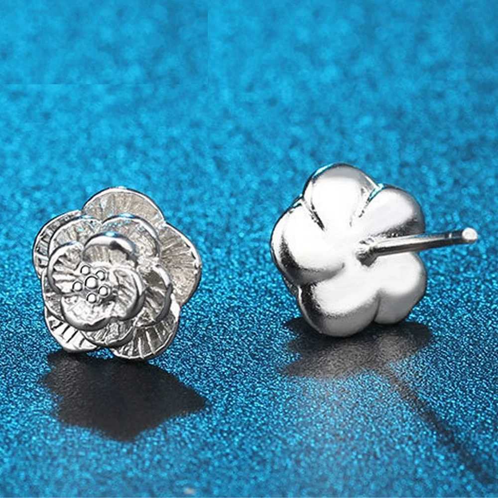 luxury Hot 925 Sterling Silver Pretty rose Flower stud Earrings for Women Fashion classic party wedding Jewelry Holiday gifts K251209 H260129