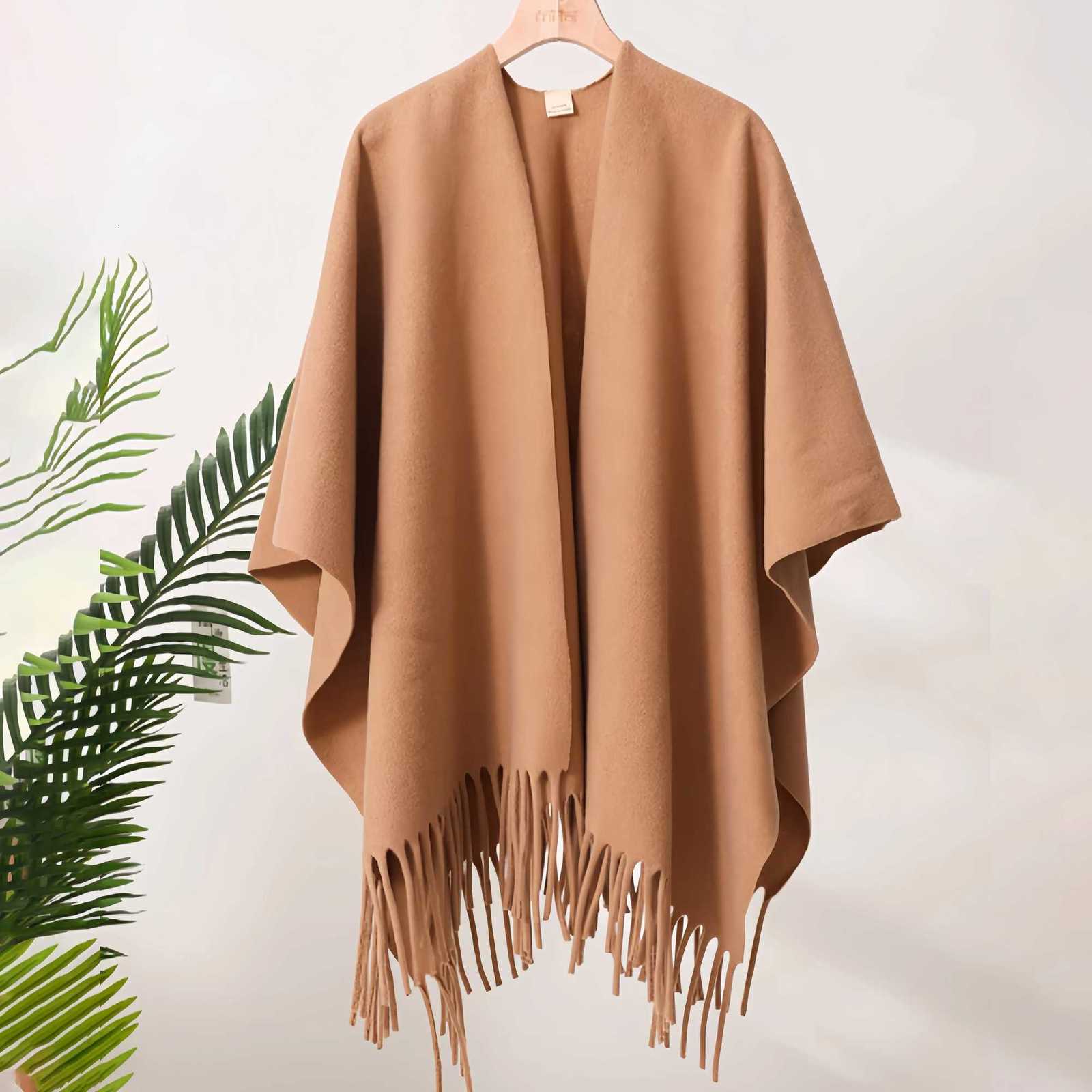Luxury Winter Womens Poncho Warm Shawl Double-Sided Designer Thickened Blanket Luxury Scarf Female Cloak Cashmere Pashmina Cape Stole Y251208
