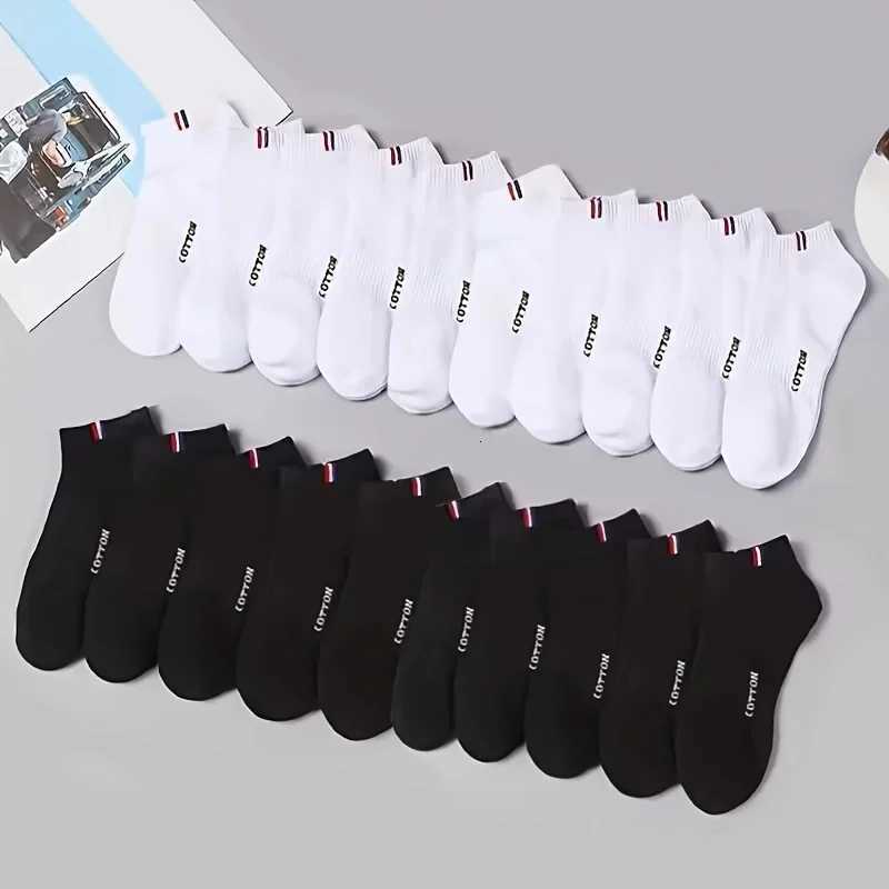 20/50 Pairs of High-Quality Soft and Comfortable Mens Sports Socks Casual and Breathable Black and White Short SocksT251209