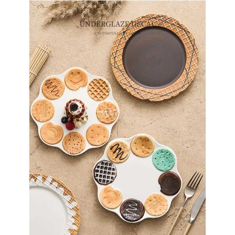 Creative Biscuit Ceramic Coffee Cup Retro High-end Refi Cereal Breakfast Cups Off Afternoon Tea Dessert Plate Tea Cup Set H251209