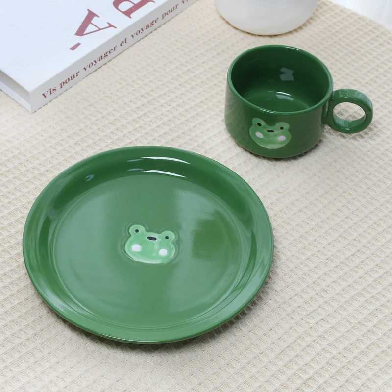 Creative Cute Ceramic Hand-painted Frog g Dessert Plate Summer High-value Water Cup Household Milk Coffee Cup Birthday Gift H251209