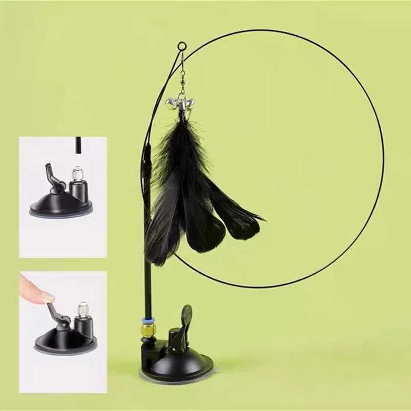 New strong suction cup cat teaser with bell long rod detachable cat self-entertainment toy M251209