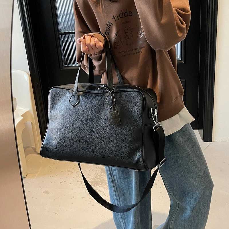 Fi Sense of Luxury Solid PU Travel Bags Large Capacity High Quality Simple Temperament Shoder Bags for Unisex 2025 New Y251209