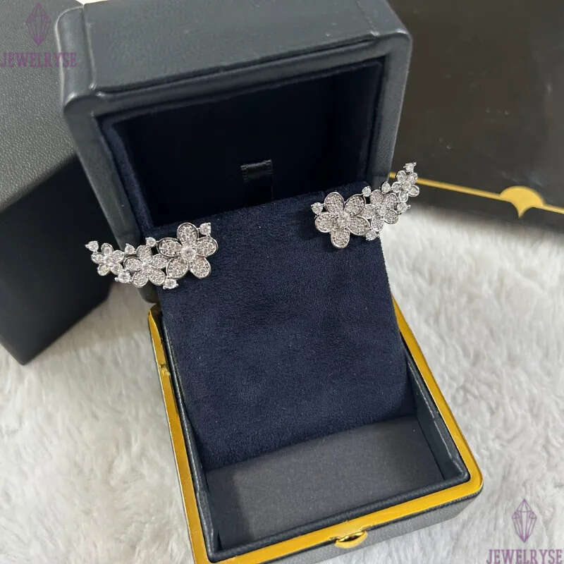 2025 spring summer new luxury lovely flower designer earrings stud for women silver white stone diamond zircon rose flowers earings earring ear rings 