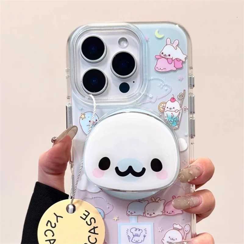 Magnetic attraction paintings gradient baby seal Phone case with magnetic bracket for iPhone 11 12 13 14 15 16 17 Pro max C251209