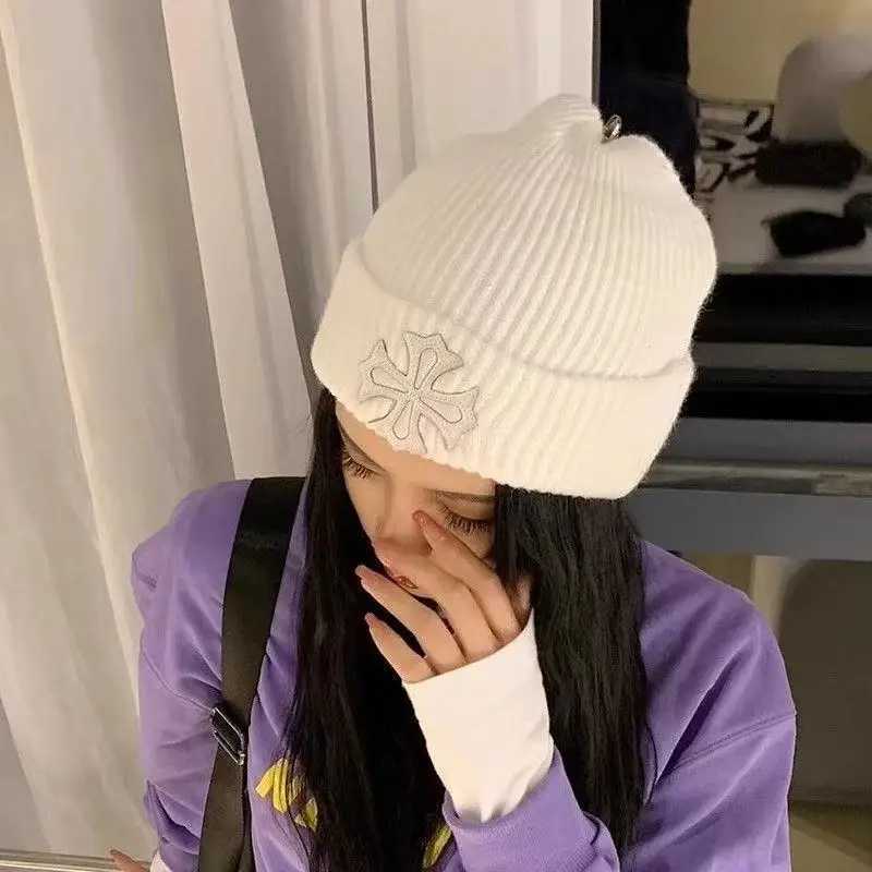 Luxury Fall and winter popular pullover hat embroidery hem knit hat Outdoor warm beanie hat Y251209