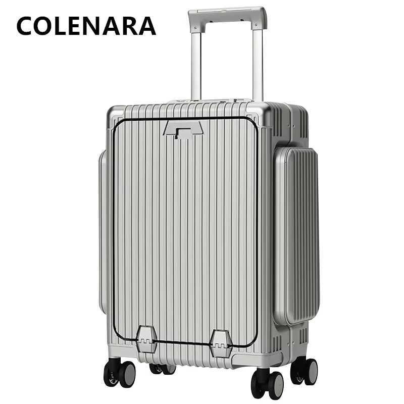 COLENARA Multifunctional Suitcase USB Charging Front Opening Boarding Box Laptop Trolley Case 2024 Inch Carry-on Travel Luggage K251209