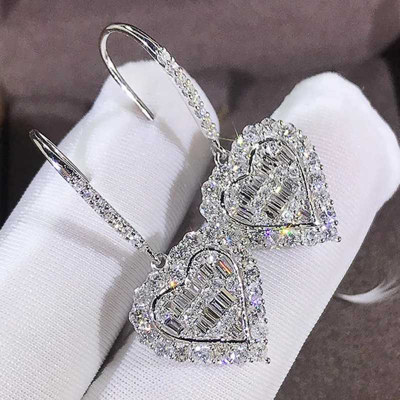 925 Sterling Silver Heart Cubic Zirconia Wedding Earrings for Women Engagement Accessories Fashion Jewelry K251209 H260202