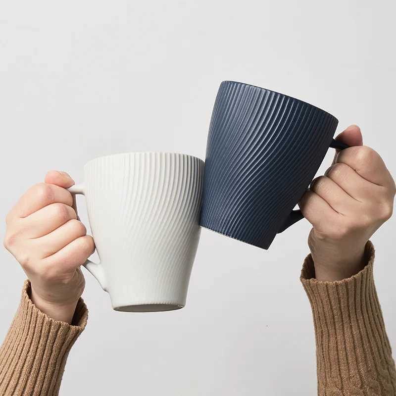 MeyJig Ceramic Coffee g Milk Latte Porcelain Waves Cup Household Drinkware 350ml H251209