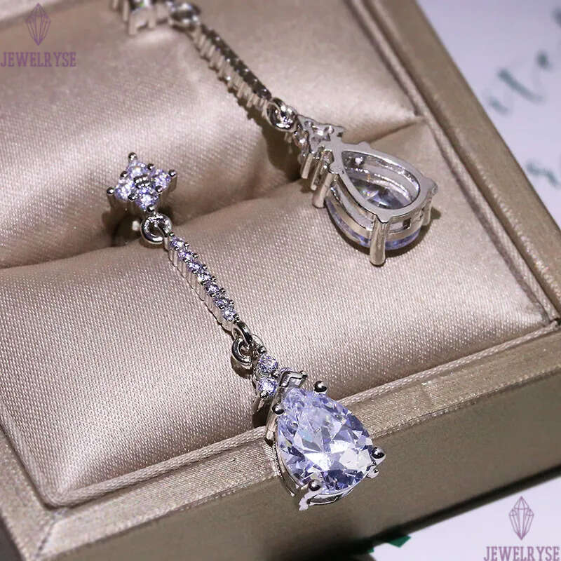Shine cz zircon drop designer dangle earrings stud for women silver bling diamond crystal long tassel clover elegant earring earings ear rings jewelry