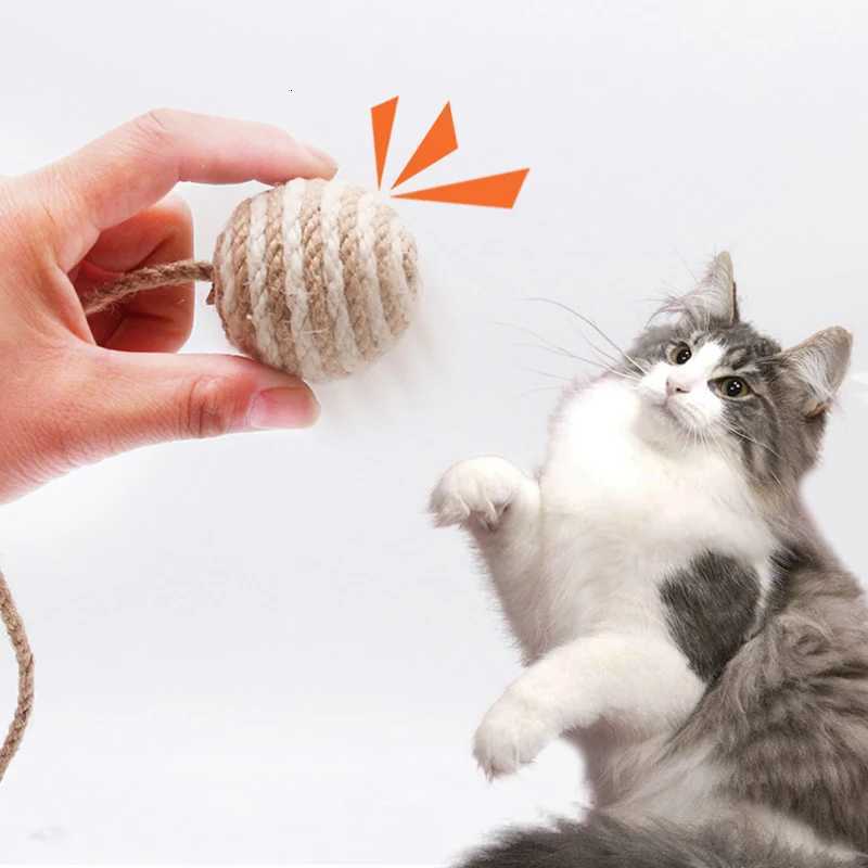 Pet Sisal Rope Weave Ball Cat Teaser Play Chewing Rattle Scratch Catch Toy DIY Interactive Scratch Chew Toy Accessoryies M251209
