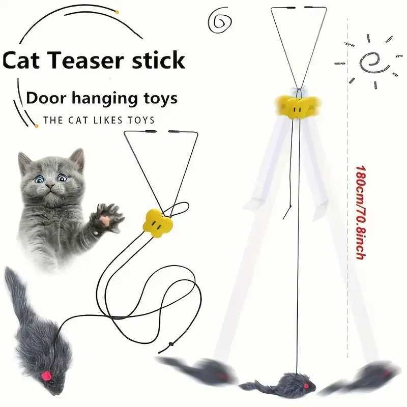 Adjustable Cat Toys Plush Cat Teaser Toy Interactive Playing Hanging Toy Cat Supplies Plush Kitten Play Interactive Cat Toy M251209