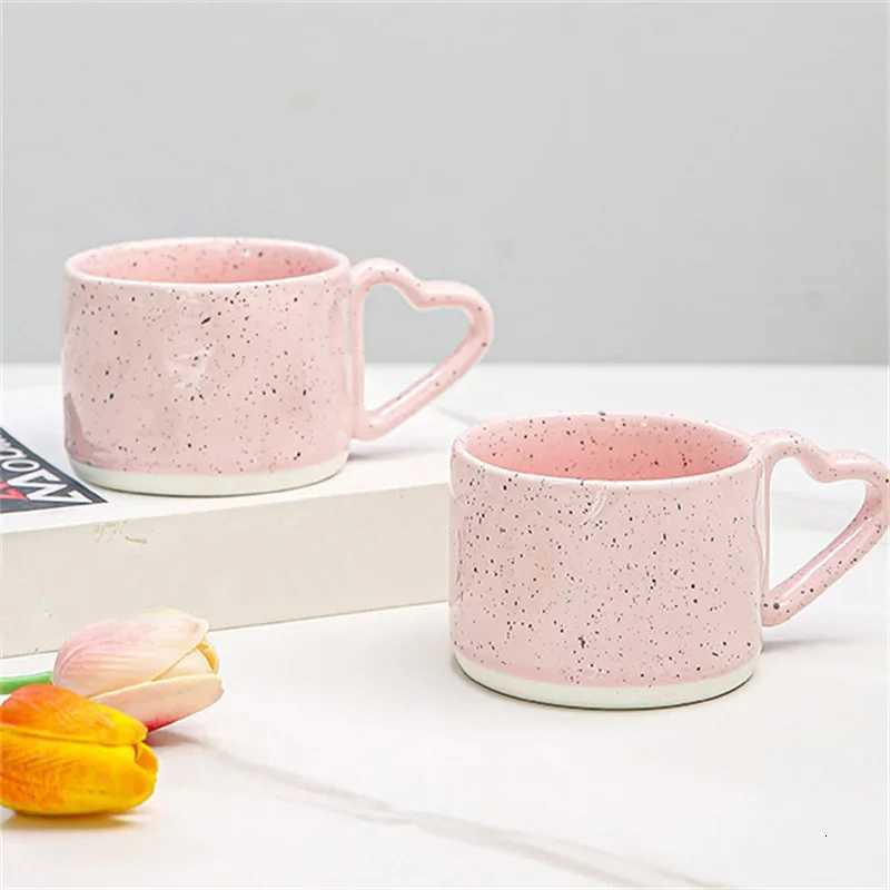 Korean Style ins Ceramics Cup 300ML Love shape handle Coffee g Breakfast milk oatmeal cup Water cup Vntines Day Gift H251209