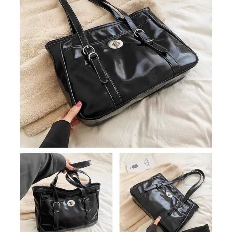 JIAERDI Large Capacity Black Tote Bag Wen High Street Pu Leather Chic Casual Handbag Fem Vintage Shoder Bags Bolso Mujer Y251209