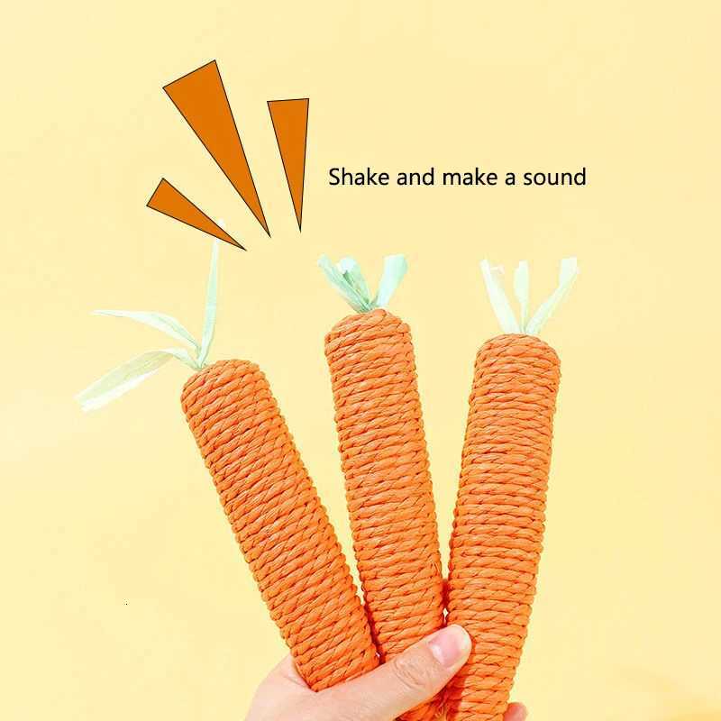 Cat toy paper rope carrot grinding teeth cat gnaw toy plush spring ball teasing cat stick can hang stretch teasing cat toy M251209