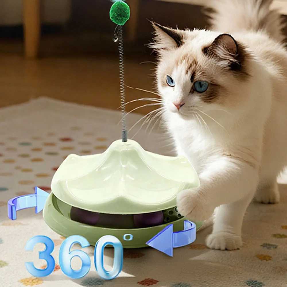 Rotatable Cat Toy 2 in 1 - Colorful Interactive Cat Teaser Turntable with Balls Anti-Boredom Cat Safe Durable Pet Cat M251209