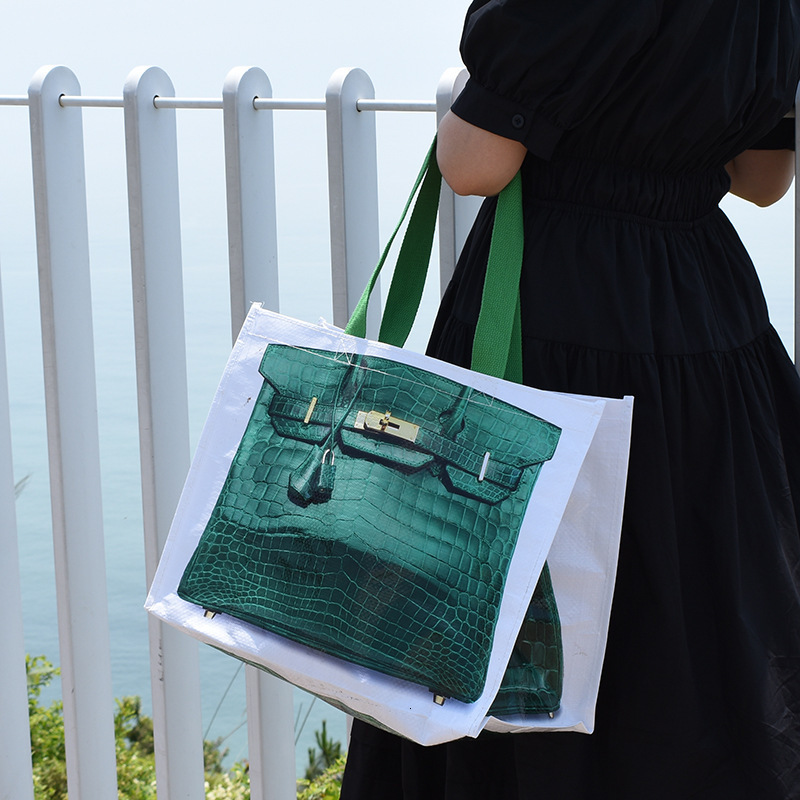 designer bag new Laminated Handheld Woven PP Plastic Waterproof Coated Snakeskin Custom Luggage Packing Storage Casual