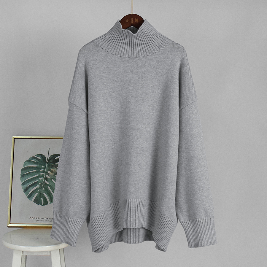Women's Sweaters 2025 Autumn Winter Oversized Turtleneck Sweater Casual Warm Solid Basic Loose Knitted Jumper Pullover
