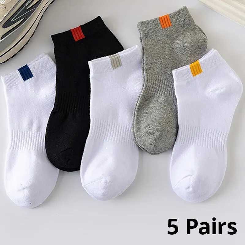 5 Pairs Fashionable Cloth Standard Boat Socks Spring And Summer Thin Style Mens Solid Color Socks Casual Sports SocksT251209
