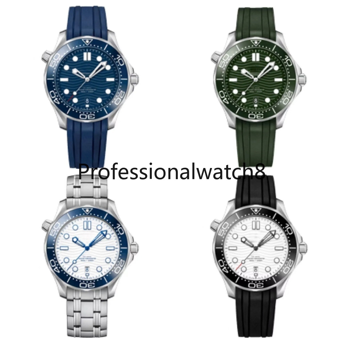 Mens watch Designer men watches 300 automatic Wristwatches AAAAA Stainless steel/Rubber waterproof reloj orologio montre sapphire glass sea master speed omeags09