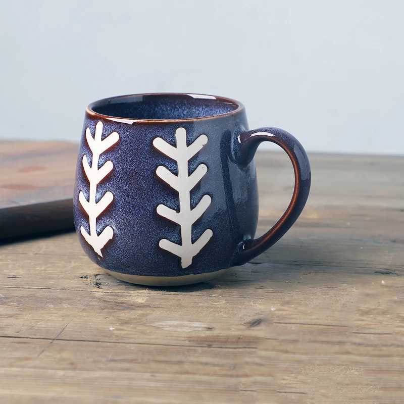 430ml Retro Hand Drawn Underglaze Ceramic g Love Pattern Kiln Transformation Gla Water Cup He Off Coffee Milk gs H251209