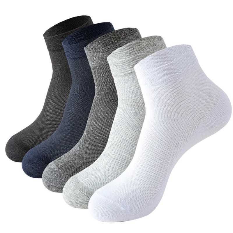 5Pairs Men Mesh Socks Organic Cotton Breathable Black White Business Sock Casual Athletic Spring Summer for Male Size EUR38-45T251209