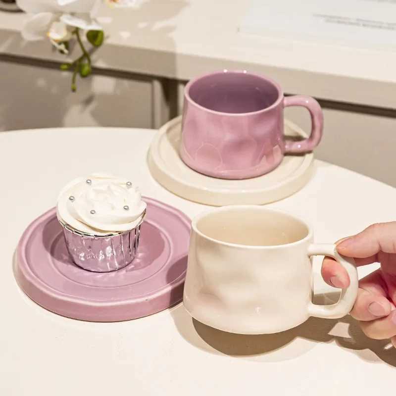 Ceramic gs Cute Coffee Cups and Saucers Creative Exquisite Afternoon teacup Breakfast Milk g Girl Gift Coffee Cup Water cups H251209