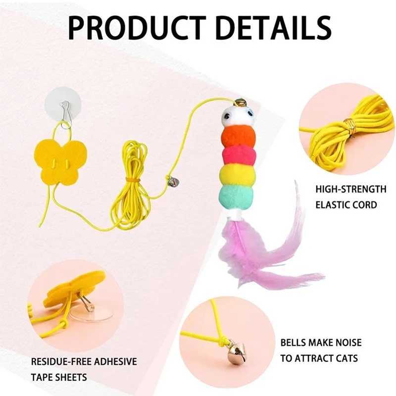 Hanging Door Cat Toy Swinging Self-Play Telescopic Rope Teaser Interactive Toy Elastic with Bell Hanging Kitten Toy Sticky Swing M251209