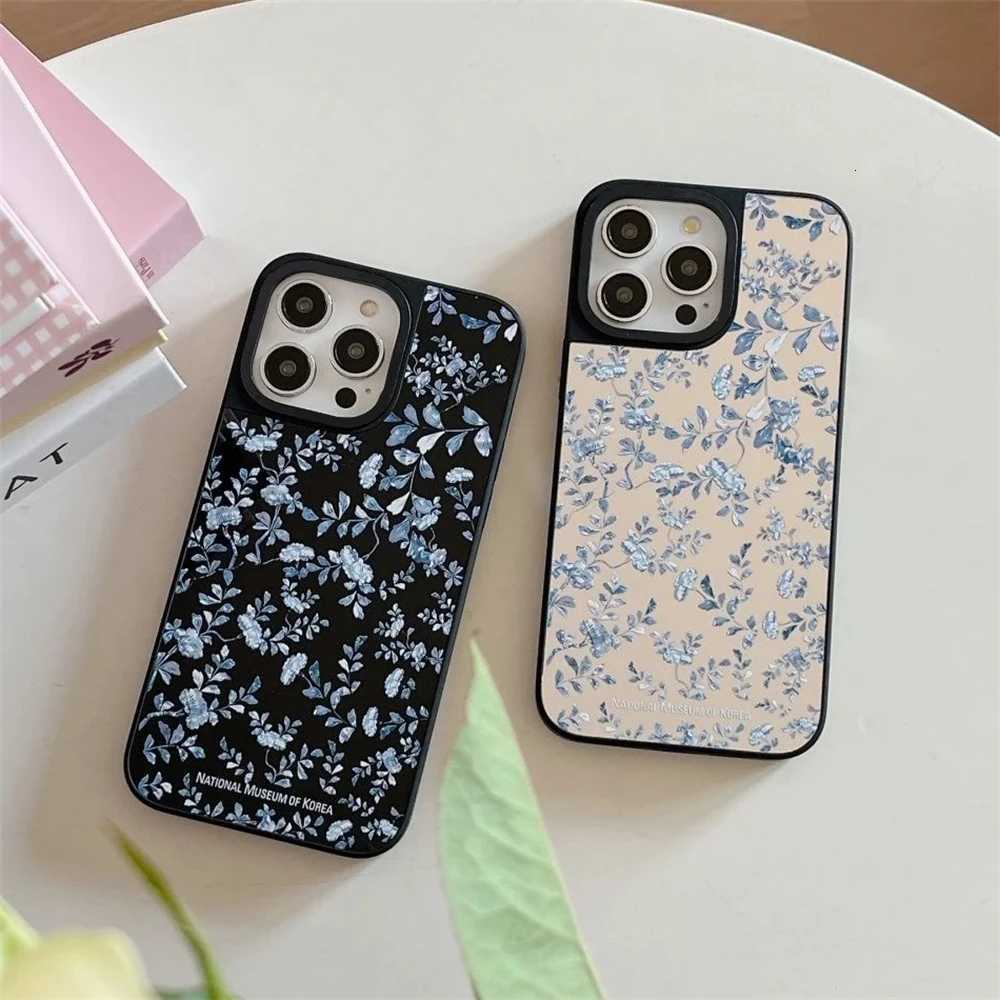 Korean Museum Flower Mirror Phone Case Cover for IPhone 16 15 14 13 12 Pro Max Magnetic Wireless Charging Back Cover C251209
