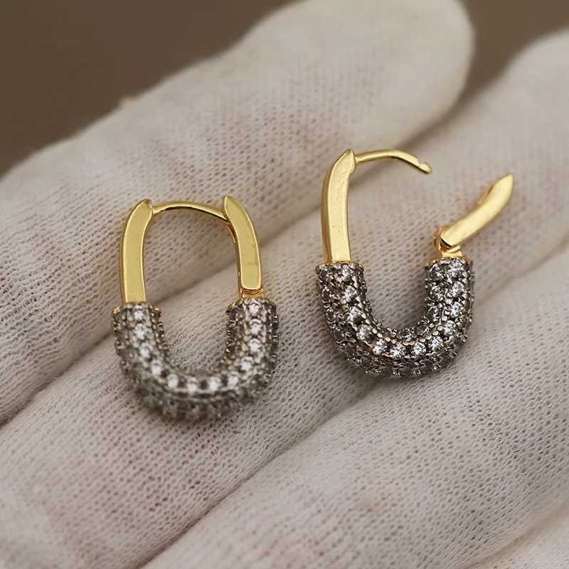 Full Crystal Geometric Stud Earrings for Women Fashion Brand Jewelry Luxury Zirconia Letter Earrings Party Accessories J251208