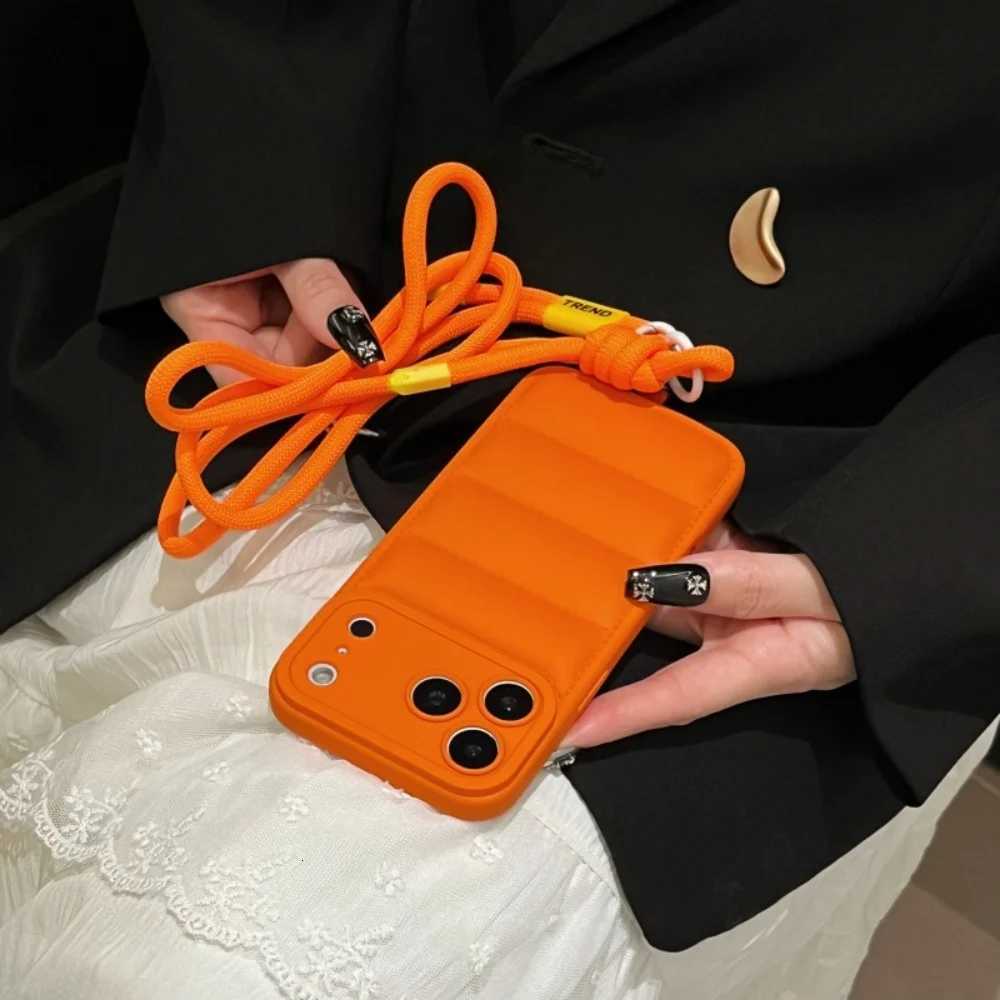 luxury Fashion Lanyard Crossbody Case for iPhone 17 16 15 Pro Max 14 Plus 13 12 11 Air X Xr Xs Long Strap Solid Color Cover C251209