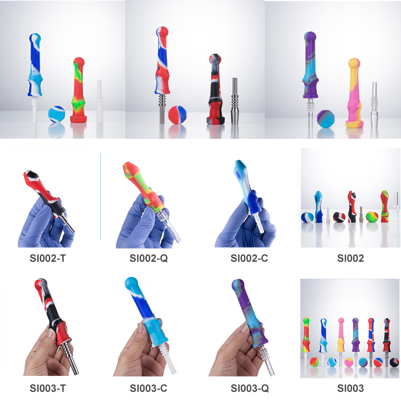 CSYC ZHC017 Silicone Nectar Collector Smoking Pipe With Cap 10mm 14mm Ceramic Quartz Nail Colorful Nectar Collectors
