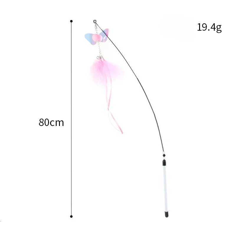Cat Teasing Stick Telescopic Pole Interactive Simulation Bird Feather Cat Teasing Stick Bell Sound Cat Toy M251209