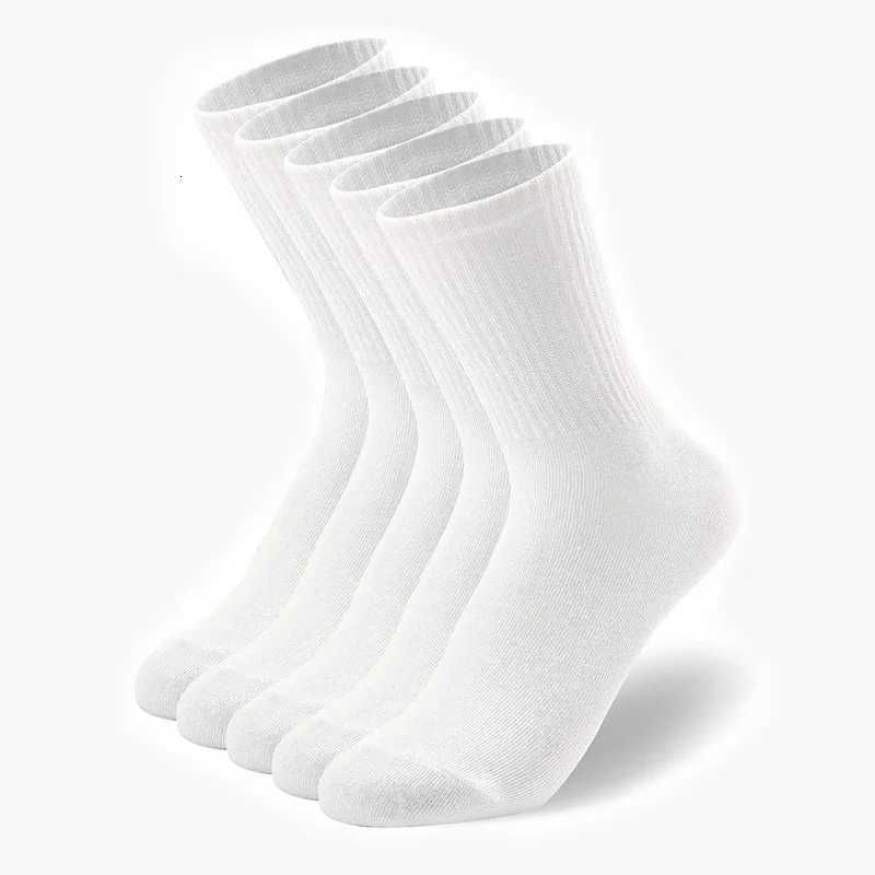 5 Pairs Men Crew Socks Black And White Middle Tube Streetwear Soft Breathable Cotton Casual SocksT251209