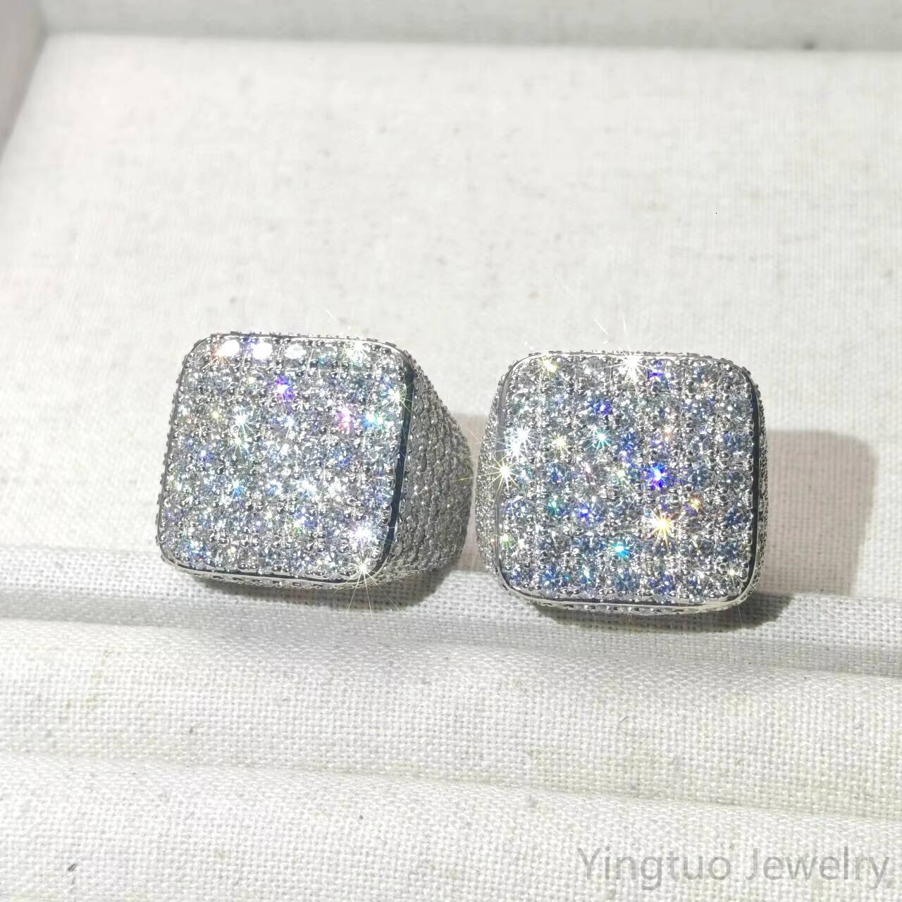 Fashion HIPHOP 925 Silver Iced Out Moissanite Diamond Ring 18k Gold Plated Ring for Men