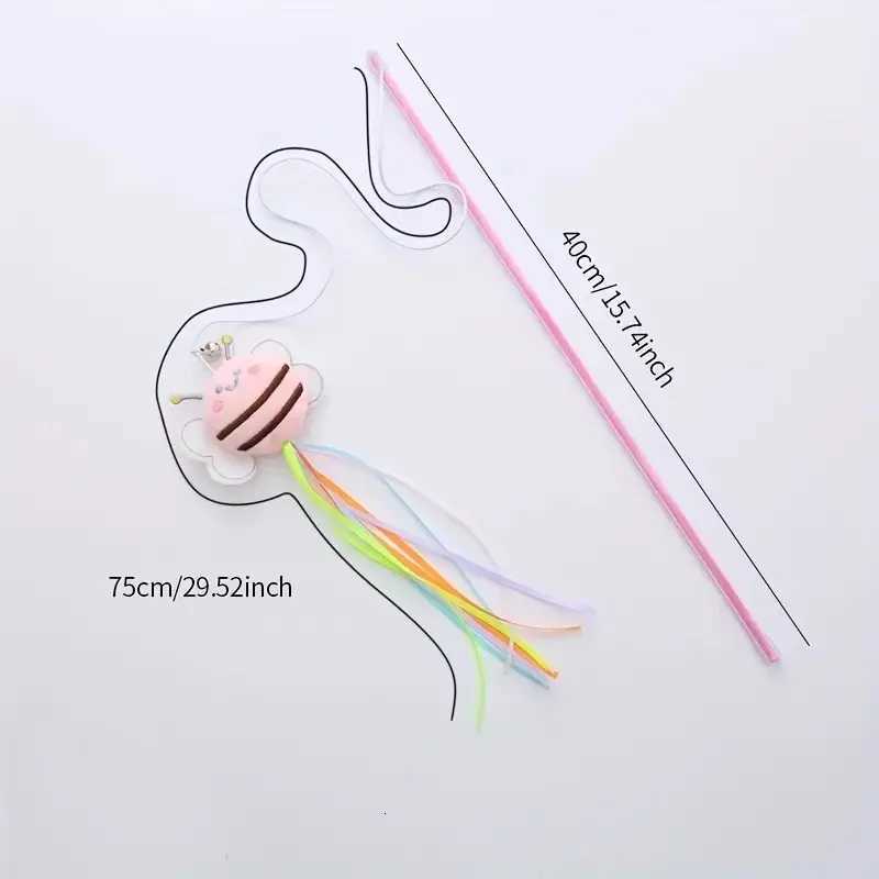 New Plush Bee Shaped Cat Teaser with Exquisite Tassel Color Matching and Fresh Plastic Pole M251209