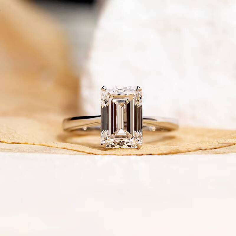 Customized Women Personal 30ct E VS1 Emerald Diamond IGI Certified Lab Grown Diamond Ring 18k Solid White Gold Wedding Ring
