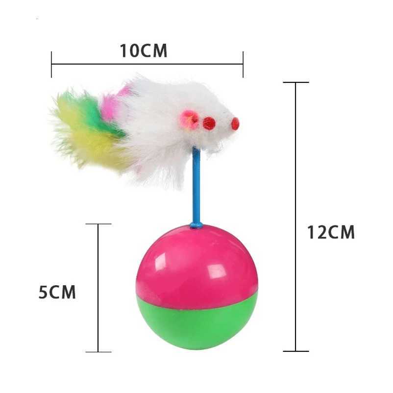 Pet cat toys durable colorful feathers Mimis favorite fur mouse tumbler kitten cat toys play ball catch cat supplies 2 pcs M251209