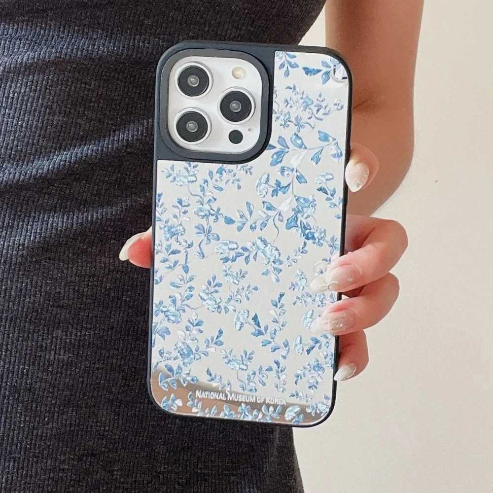 Korean Museum Flower Mirror Phone Case Cover for IPhone 16 15 14 13 12 Pro Max Magnetic Wireless Charging Back Cover C251209