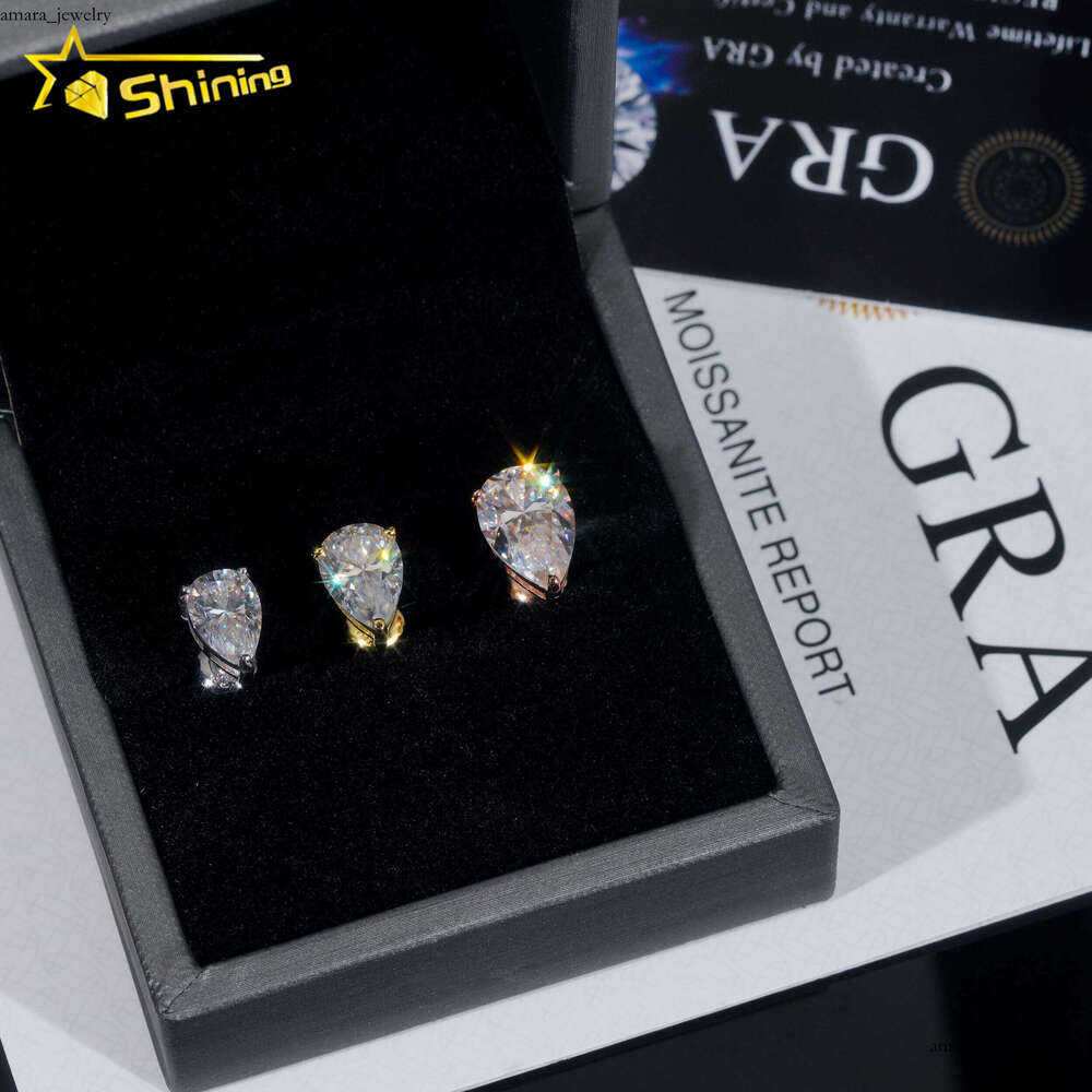 Wholesale Price Premium Jewelry for Women 925 Silver Pear Cut Diaspore VVS Moissanite Stud Earrings GRA Certified