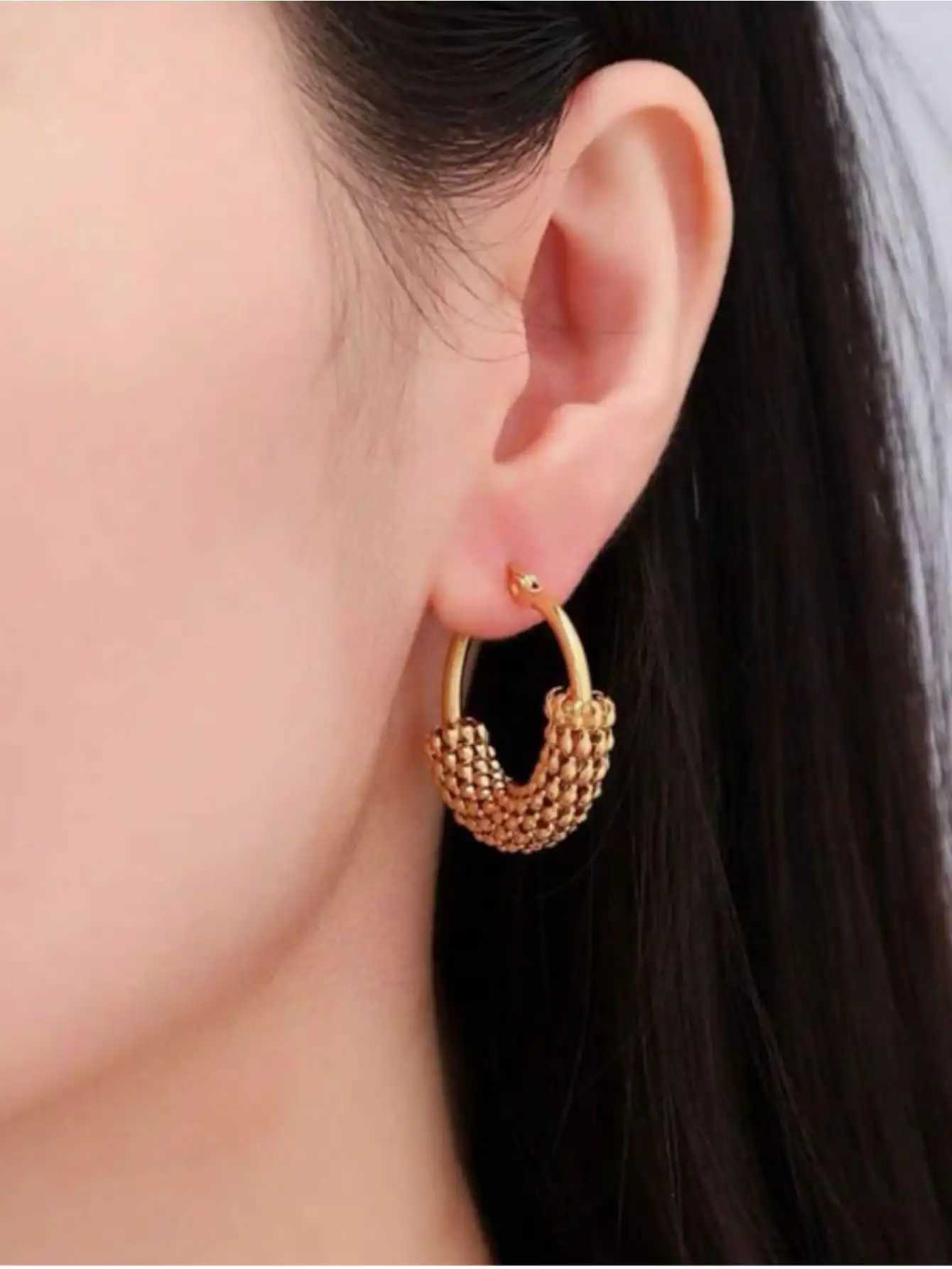18K Gold for Unique Large Hoops Earring Thick Hoop Chunky Earrings For Women Elegant Gifts K251209 H260202
