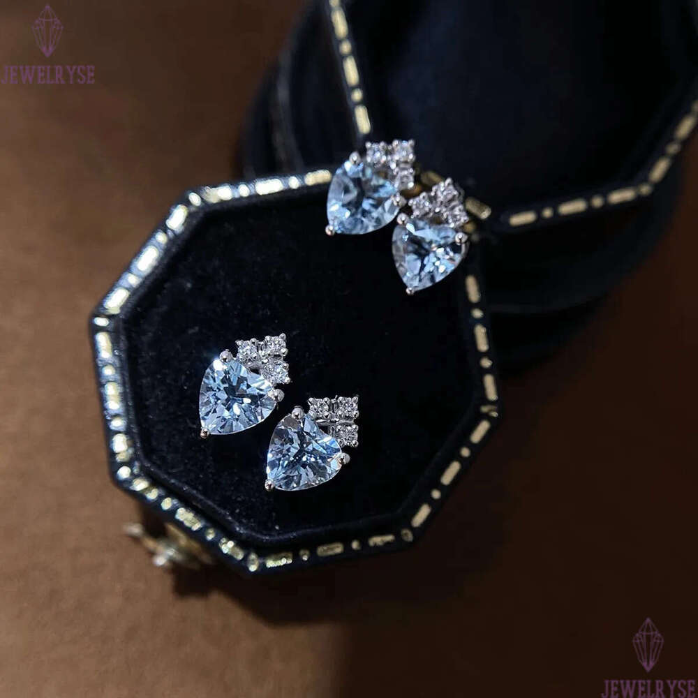 S925 sterling silver love heart designer earrings for women cute lovely blue crystal shine cz zircon girls charms earring earings ear rings jewelry gi