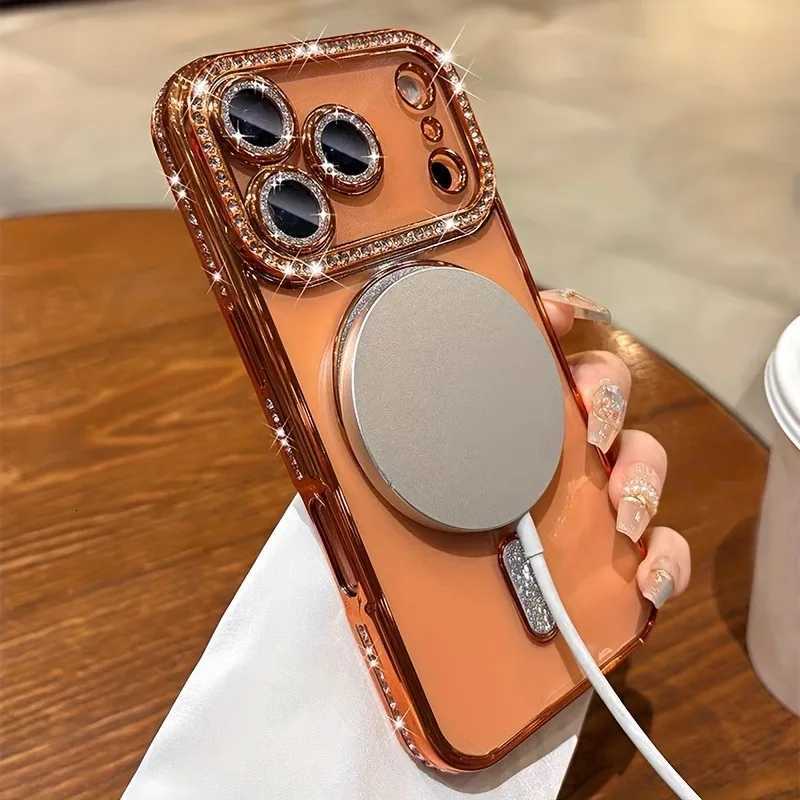 Luxury Glitter Diamond Magnetic Case for iPhone 17 16 15 14 11 13 12 Pro Max Cases Wireless Charing Lens Protector Coque C251209