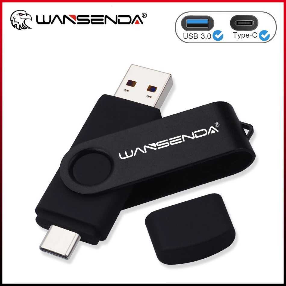 WANSENDA TYPE C USB 30 Flash Drive Metal Pen Drive 512GB 256GB 128GB 64GB 32GB 16GB Memory Stick 2 IN 1 High Speed Pendrives C251209