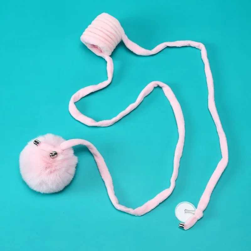 Rabbit Fur Big Ball Cat Stick Retractable Elastic Rope Cat Toy Comfortable Self-hi Boredom Hanging Cat Toys Interactive M251209